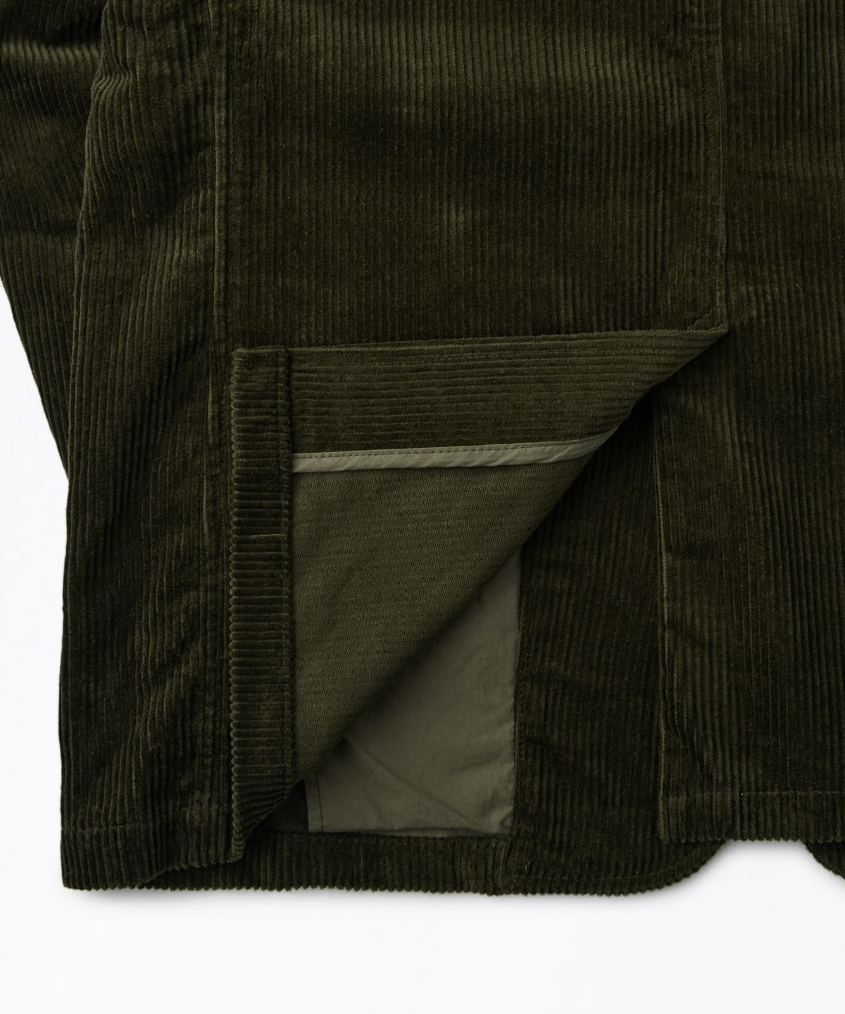 아웃스탠딩(OUTSTANDING) HIGH DENSITY CORDUROY CLASSIC 3-BUTTON JACKET_D.OLIVE