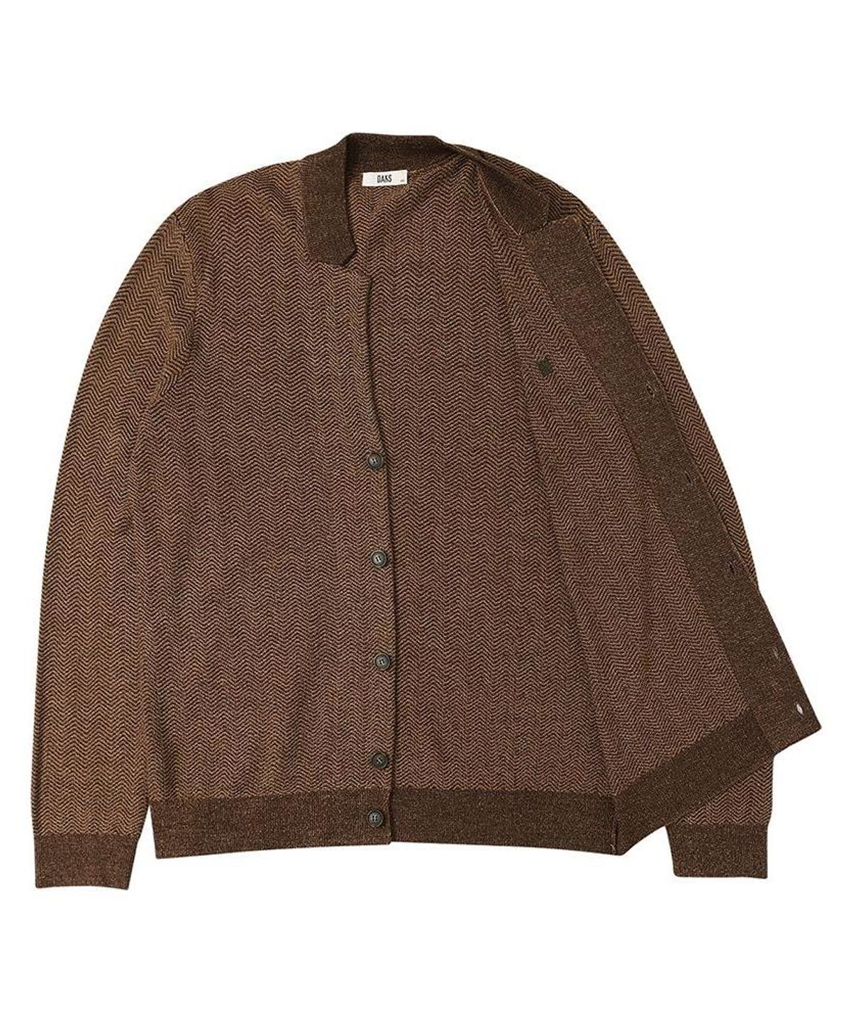 닥스셔츠(DAKS SHIRTS) 울혼방 헤링본조직 가디건 레귤러핏 브라운_DMA1SWCD101W1