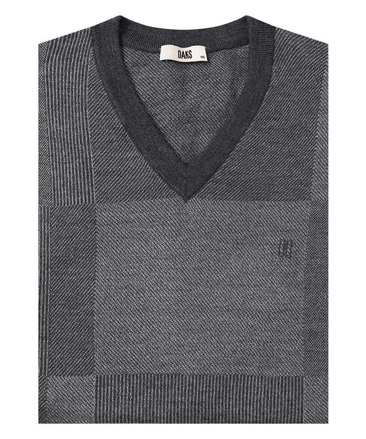 닥스셔츠(DAKS SHIRTS) 울100 자카드 브이넥 베스트 레귤러핏 그레이_DMA1SWVE101G1