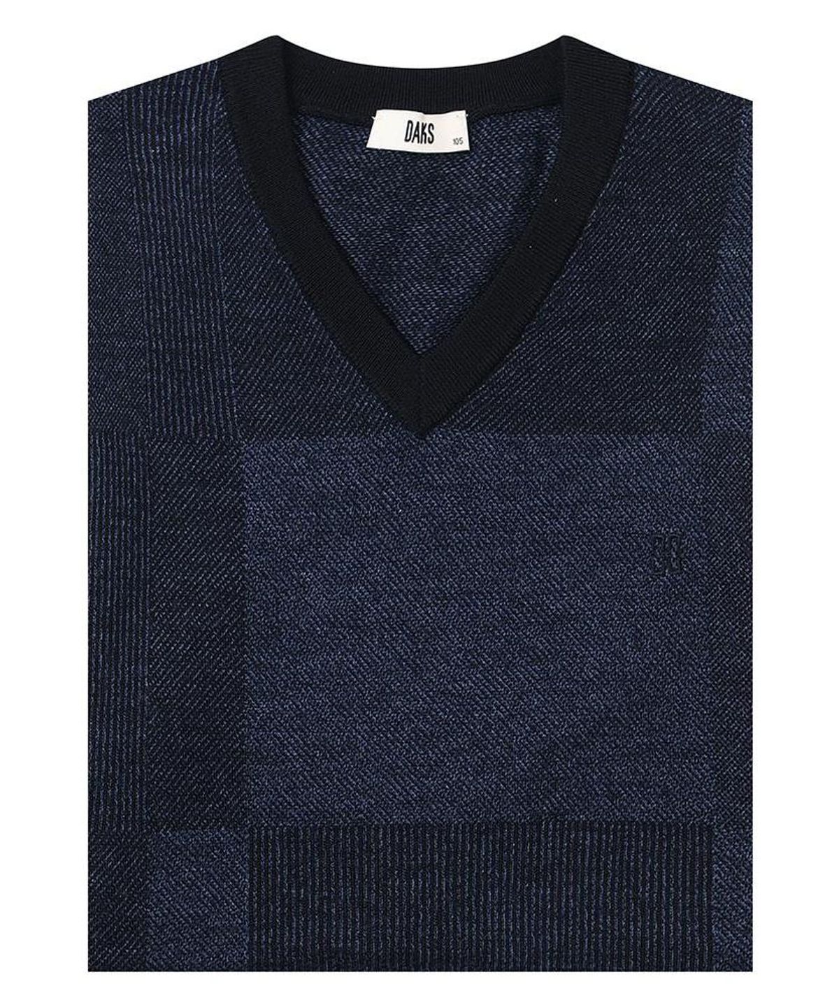 닥스셔츠(DAKS SHIRTS) 울100 자카드 브이넥 베스트 레귤러핏 네이비_DMA1SWVE101N1