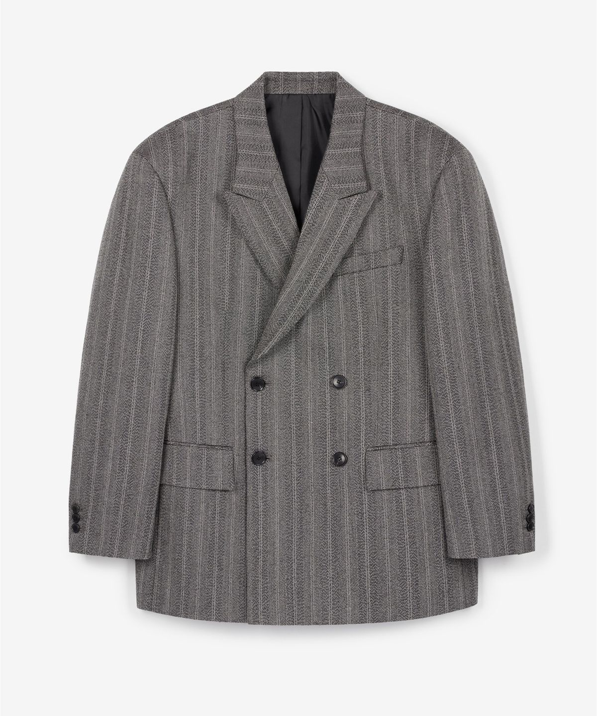 티엔지티(TNGT) [SET] Herringbone Structure Wool Double Jacket & Wide Pants (Grey) 0TJA6F103G2