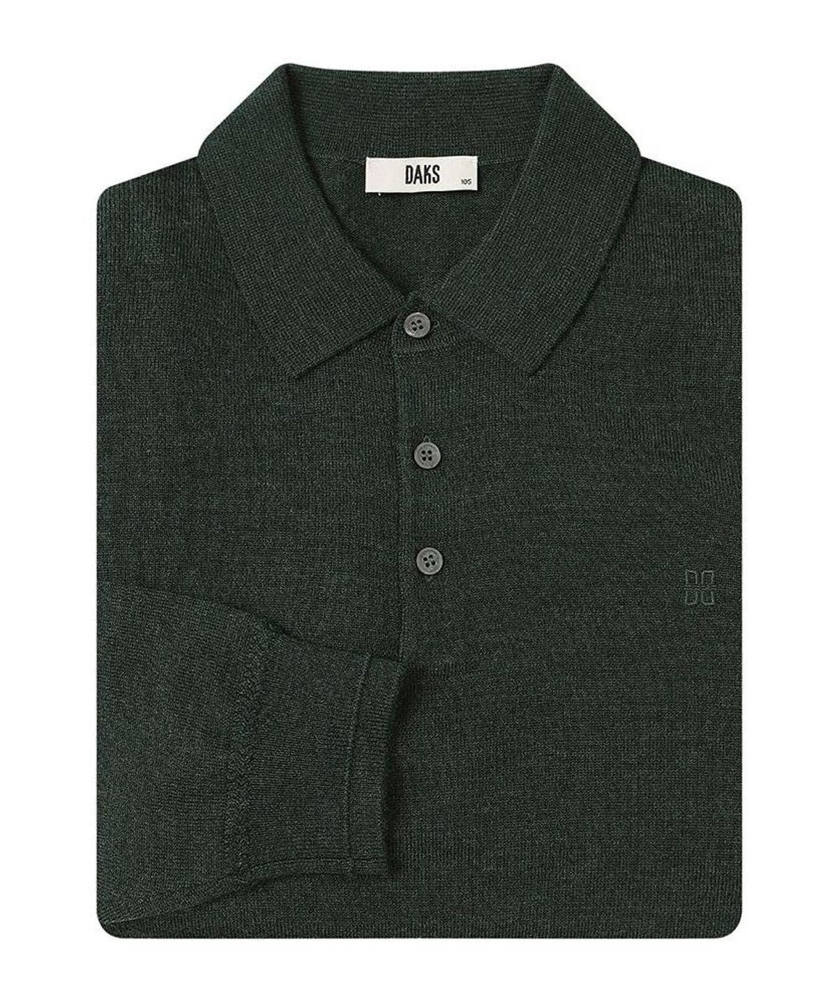 닥스셔츠(DAKS SHIRTS) 울100 워셔블 카라 니트 레귤러핏 그린_DMA1SWTL150E1