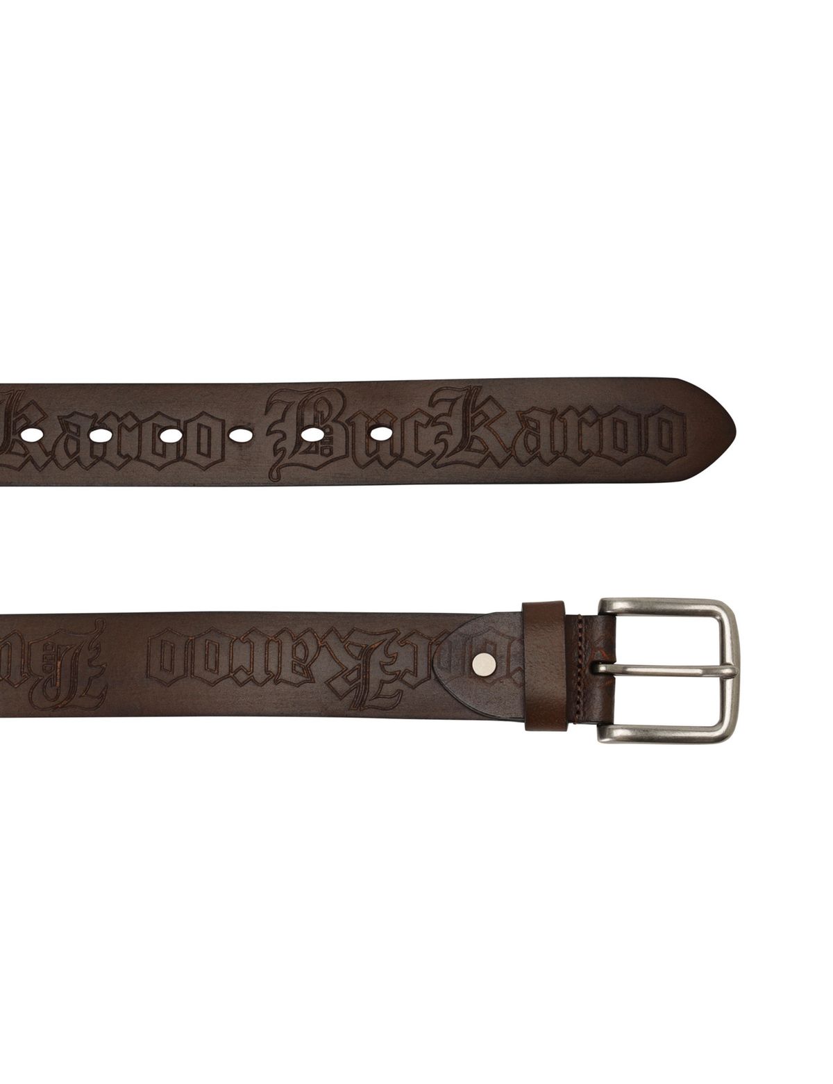 버커루(BUCKAROO) 버커루 로고 양각 타이핑 레더 벨트 브라운