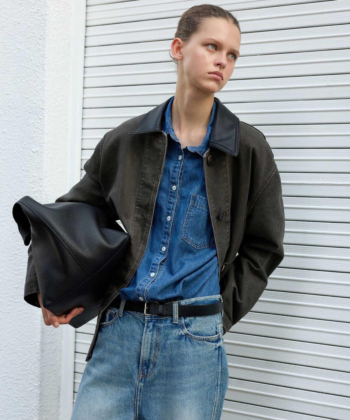 르바(LEVAR) Studio Denim Work Jacket - Forest Brown