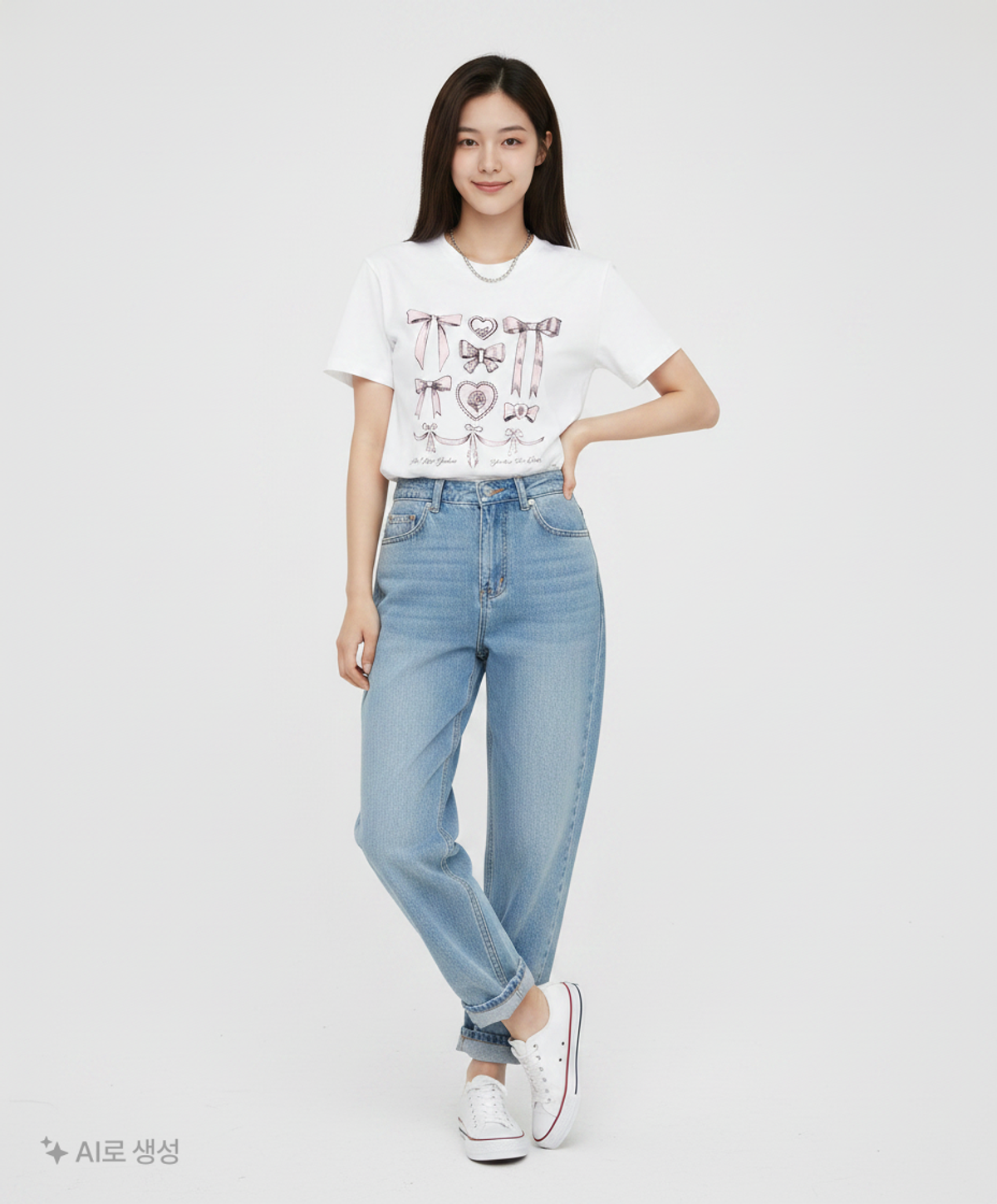 유희(YOUHEE) RIBBON GRAPHIC T-SHIRT_WHITE FREE