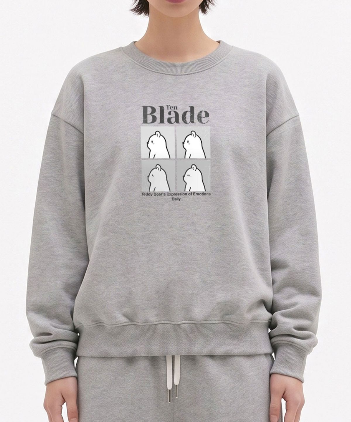 텐블레이드(TENBLADE) 특양면/기모 테디프레임 세미오버핏 3컬러 캐릭터 맨투맨