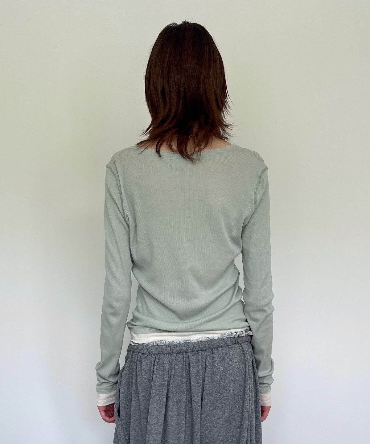 다이애그널(DIAGONAL) LAYERED HENLEY TEE (mint)