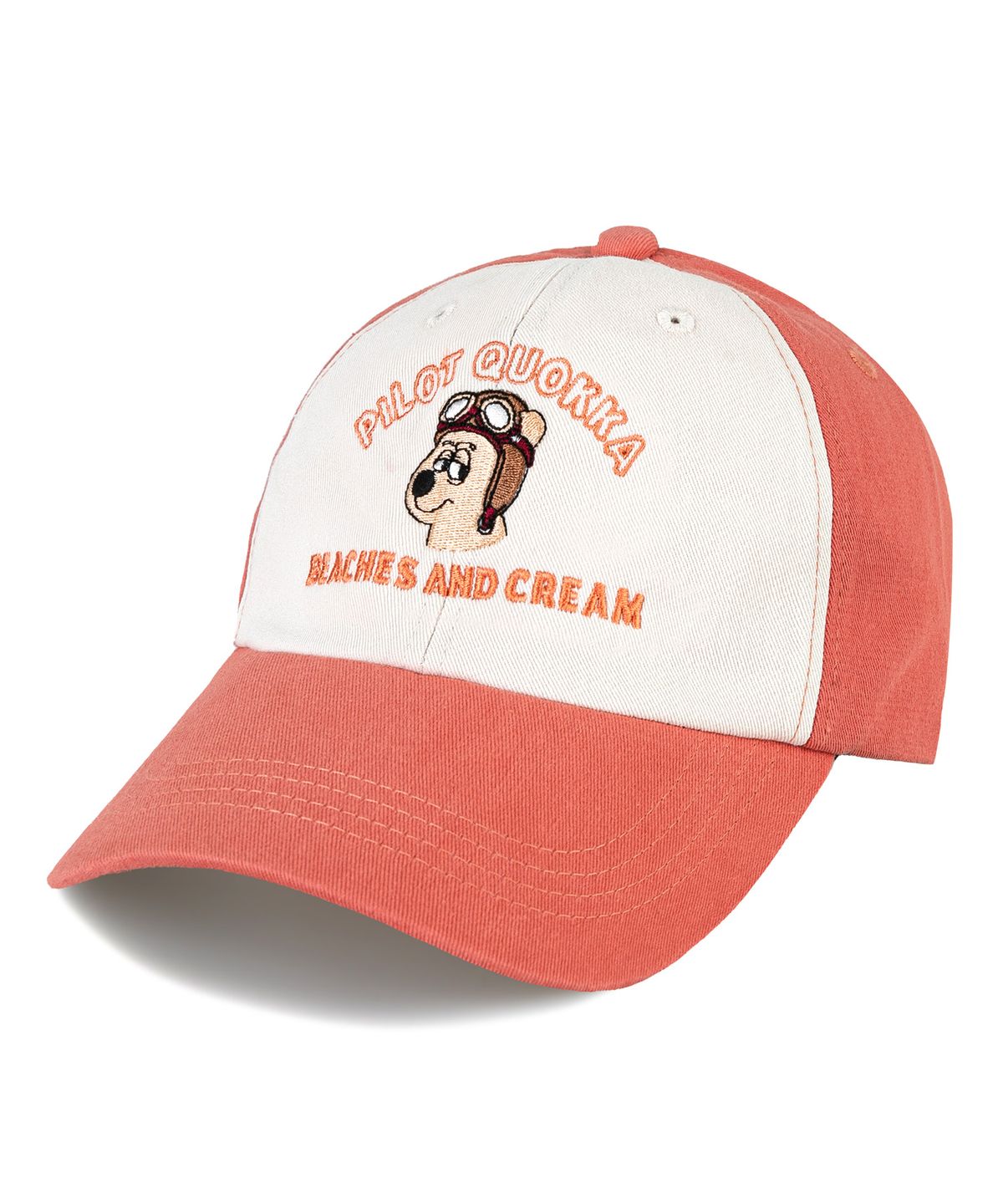 비치스앤 크림 키즈(BEACHESAND CREAM KIDS) 파일럿 쿼카 배색 투톤 볼캡-코랄핑크(Pilot quokka Coloration two-tone Ball cap)
