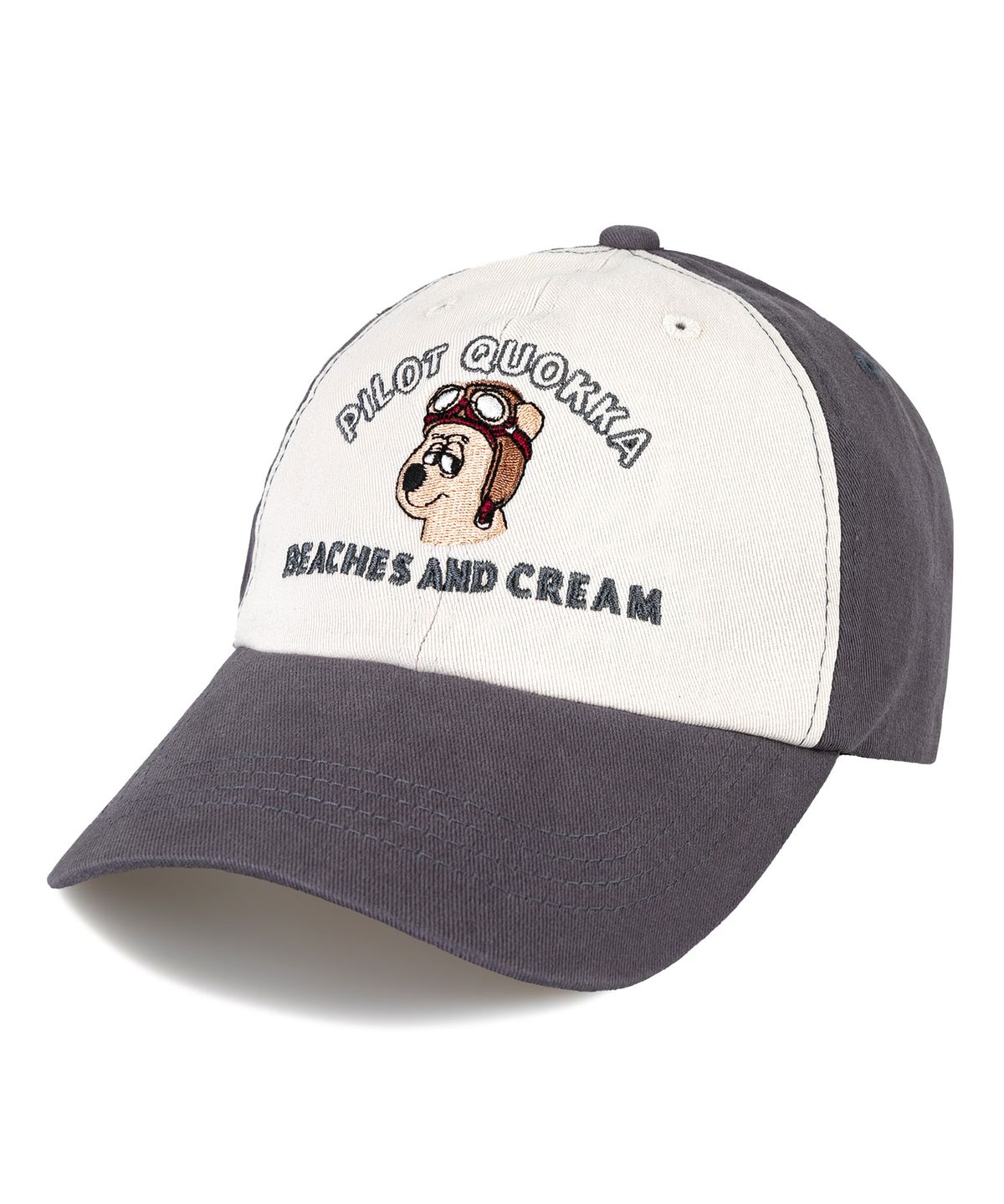 비치스앤 크림 키즈(BEACHESAND CREAM KIDS) 파일럿 쿼카 배색 투톤 볼캡-차콜(Pilot quokka Coloration two-tone Ball cap)