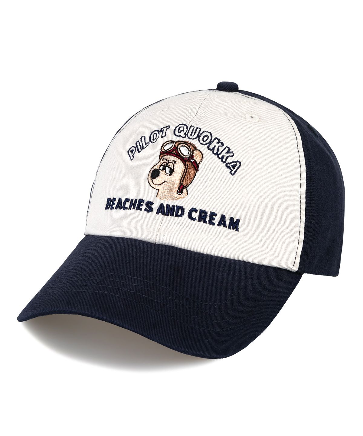 비치스앤 크림 키즈(BEACHESAND CREAM KIDS) 파일럿 쿼카 배색 투톤 볼캡-네이비(Pilot quokka Coloration two-tone Ball cap)