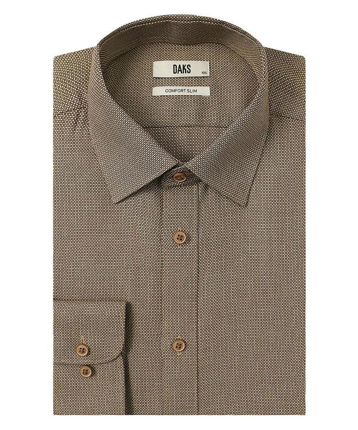 닥스셔츠(DAKS SHIRTS) 노케어 레이온혼방 스몰체크셔츠 컴포트슬림핏 브라운_DMA1SHDL220W1