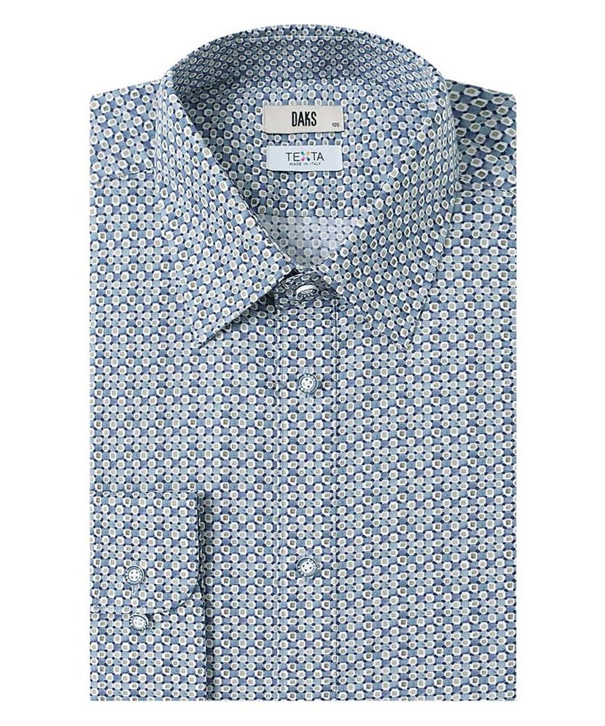 닥스셔츠(DAKS SHIRTS) 면100 프린트 셔츠 레귤러핏 블루_DMA1SHDL180B1
