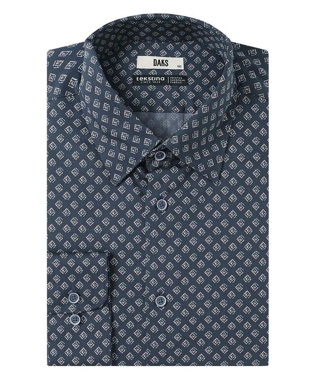 닥스셔츠(DAKS SHIRTS) 면100 프린트셔츠 컴포트슬림핏 네이비_DMA1SHDL281N1