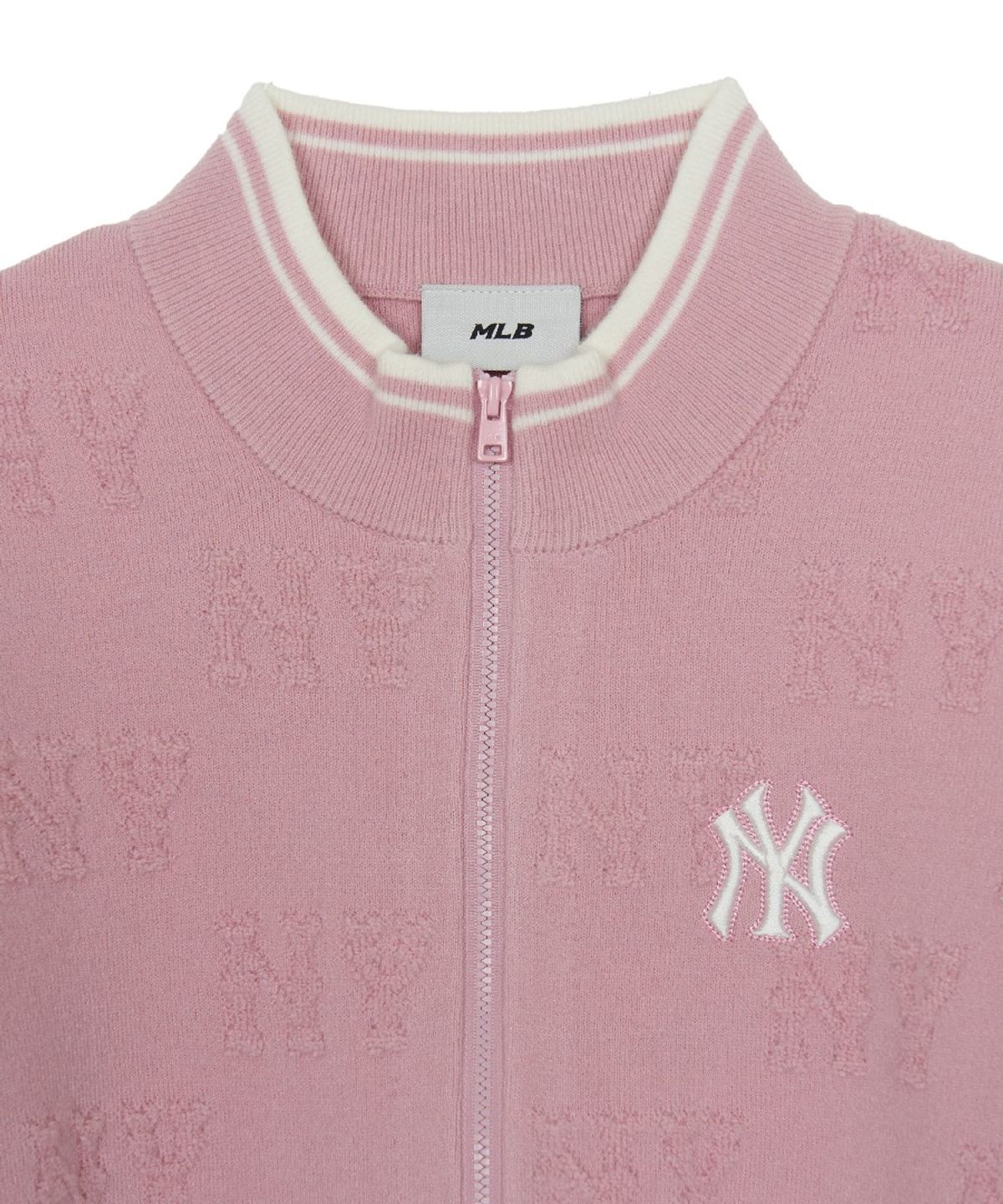 엠엘비(MLB) 여성 클래식 모노그램 톤톤 부클 집업 가디건 NY (Mg.Pink)