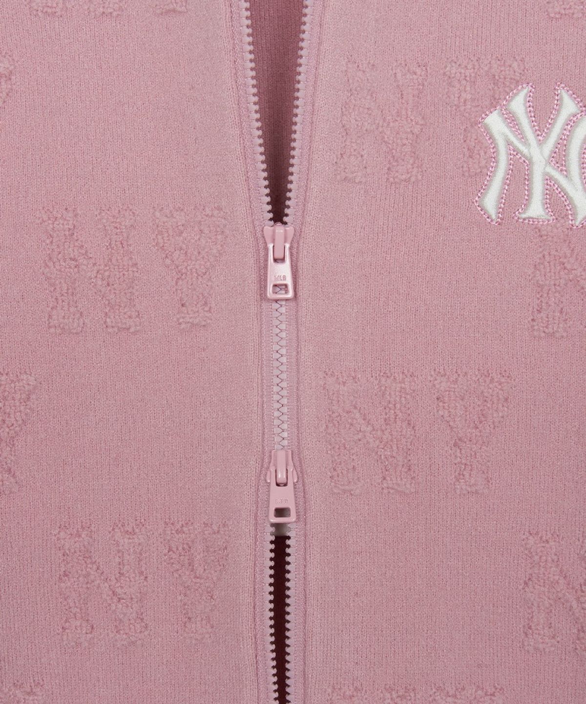 엠엘비(MLB) 여성 클래식 모노그램 톤톤 부클 집업 가디건 NY (Mg.Pink)