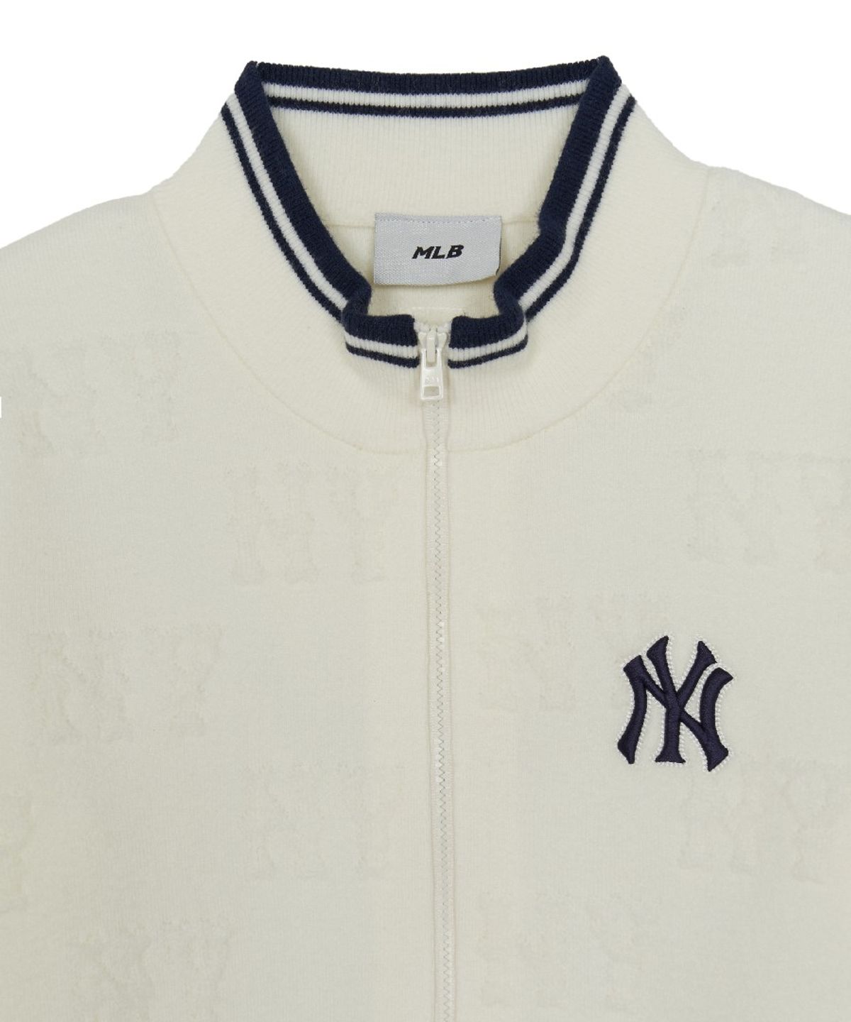 엠엘비(MLB) 여성 클래식 모노그램 톤톤 부클 집업 가디건 NY (Cream)