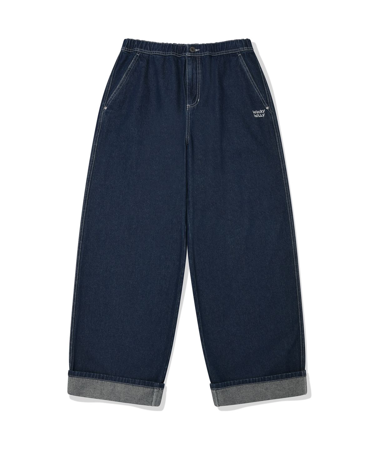 와키윌리(WACKY WILLY) 와이드 이지 데님 팬츠 인디고