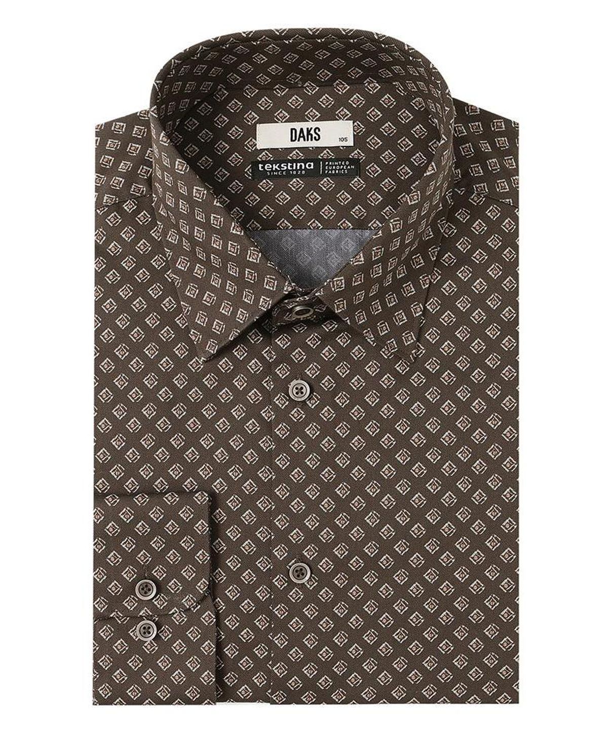 닥스셔츠(DAKS SHIRTS) 면100 프린트셔츠 컴포트슬림핏 브라운_DMA1SHDL281W1