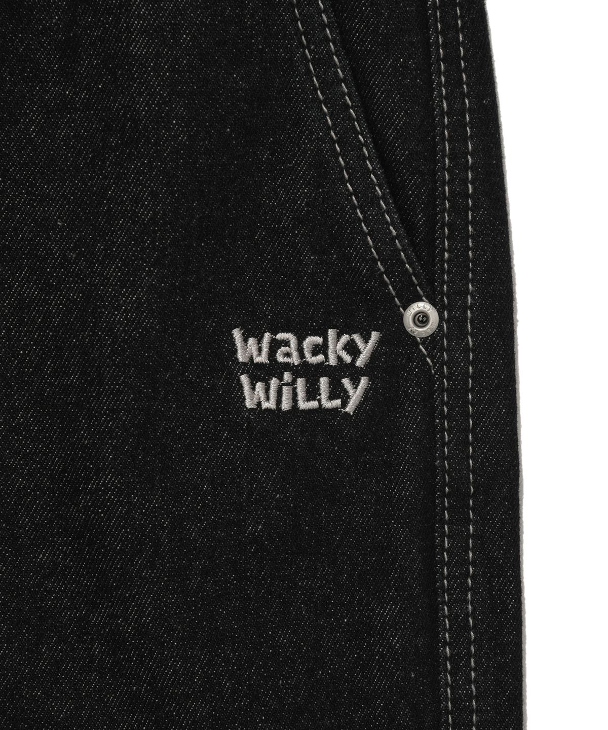 와키윌리(WACKY WILLY) 와이드 이지 데님 팬츠 블랙