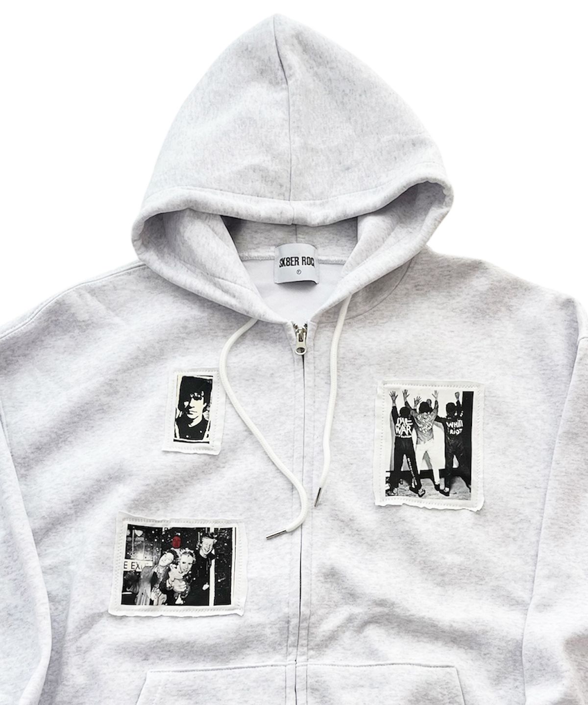 스케이터락(SK8ER ROCK) Riot Archive Sweat Hood Zip-Up (White melange)
