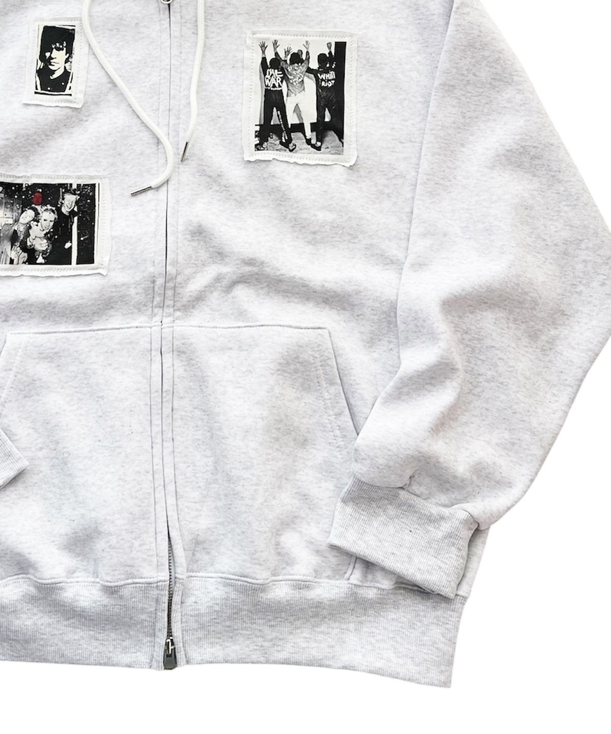 스케이터락(SK8ER ROCK) Riot Archive Sweat Hood Zip-Up (White melange)