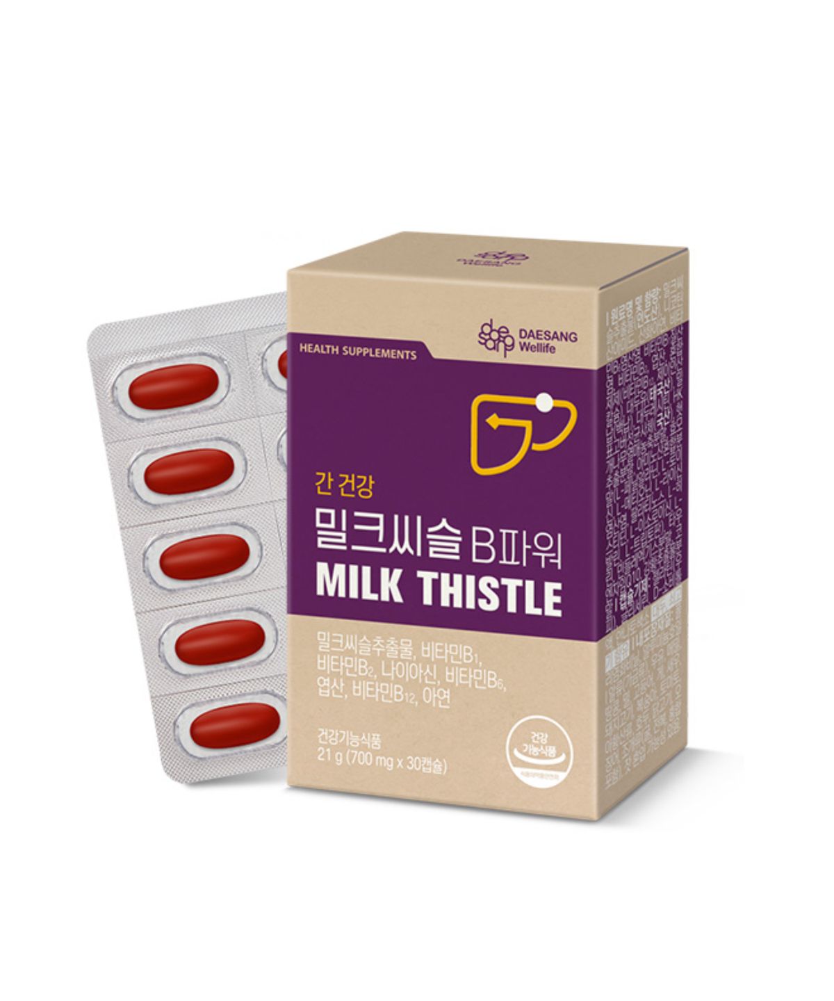 웰라이프(WELLIFE) 밀크씨슬 B파워 (700 mg×30캡슐 /30일분