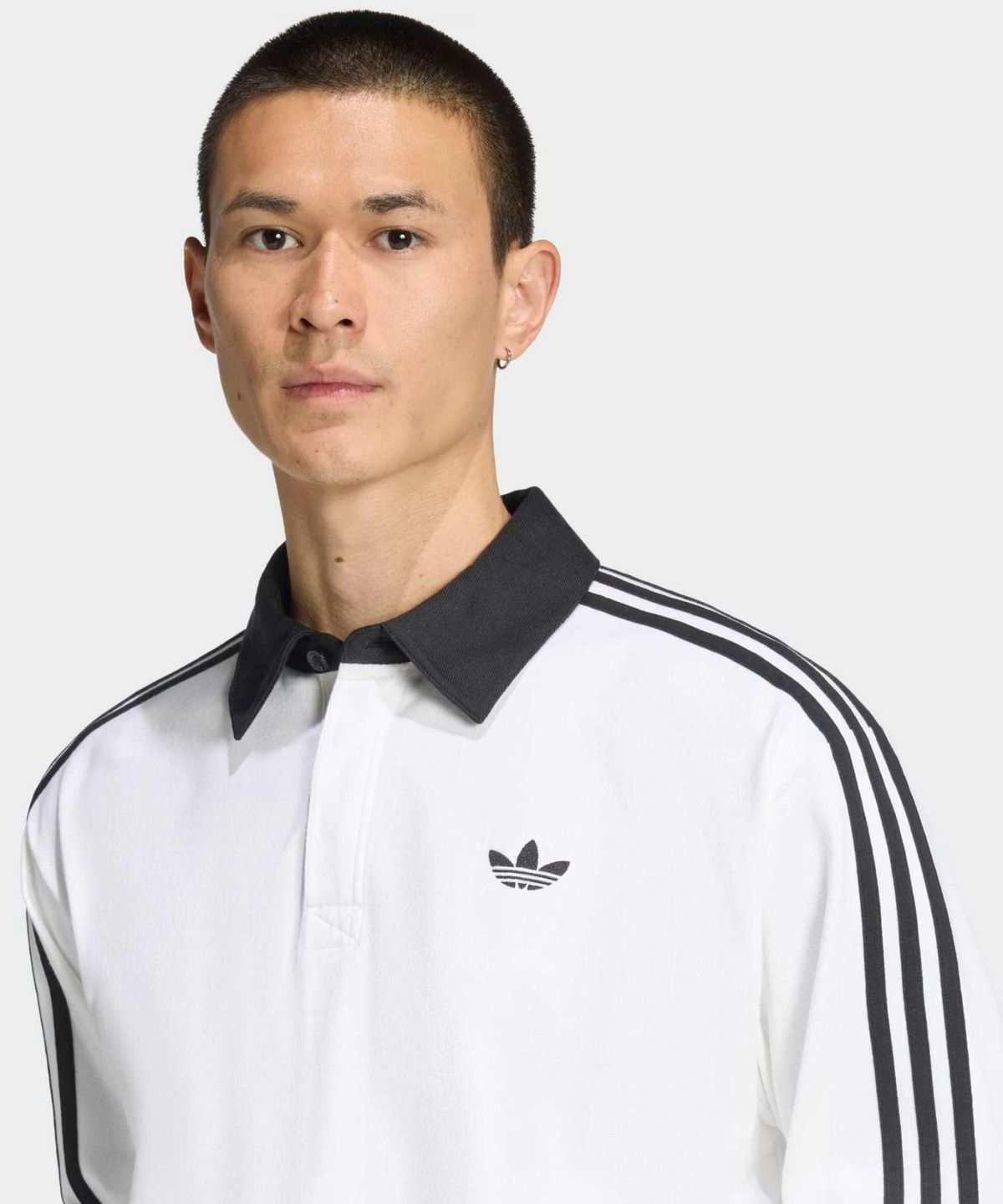 아디다스(ADIDAS) 3-스트라이프 럭비 롱 슬리브 폴로 - 화이트 / KE3575