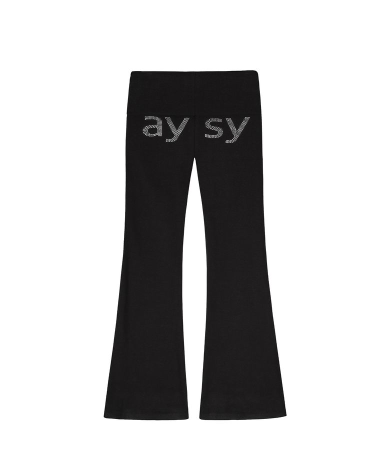 YOUS SECRET FOLDED LOW FLARE PANTS (BLACK)