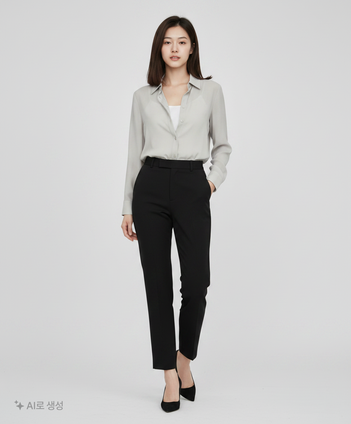 미쏘(MIXXO) 셔츠카라 블라우스 MIWBLB310B L