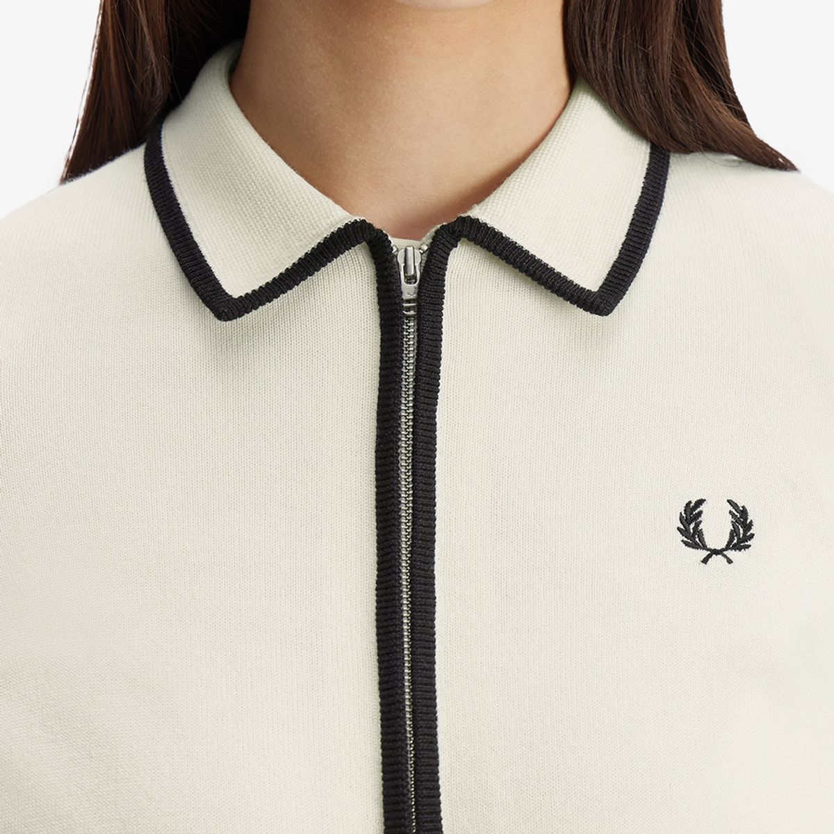 프레드페리(FRED PERRY) [Womens] 집 스루 니트 셔츠 - 에크루 AFPF2G33122-560