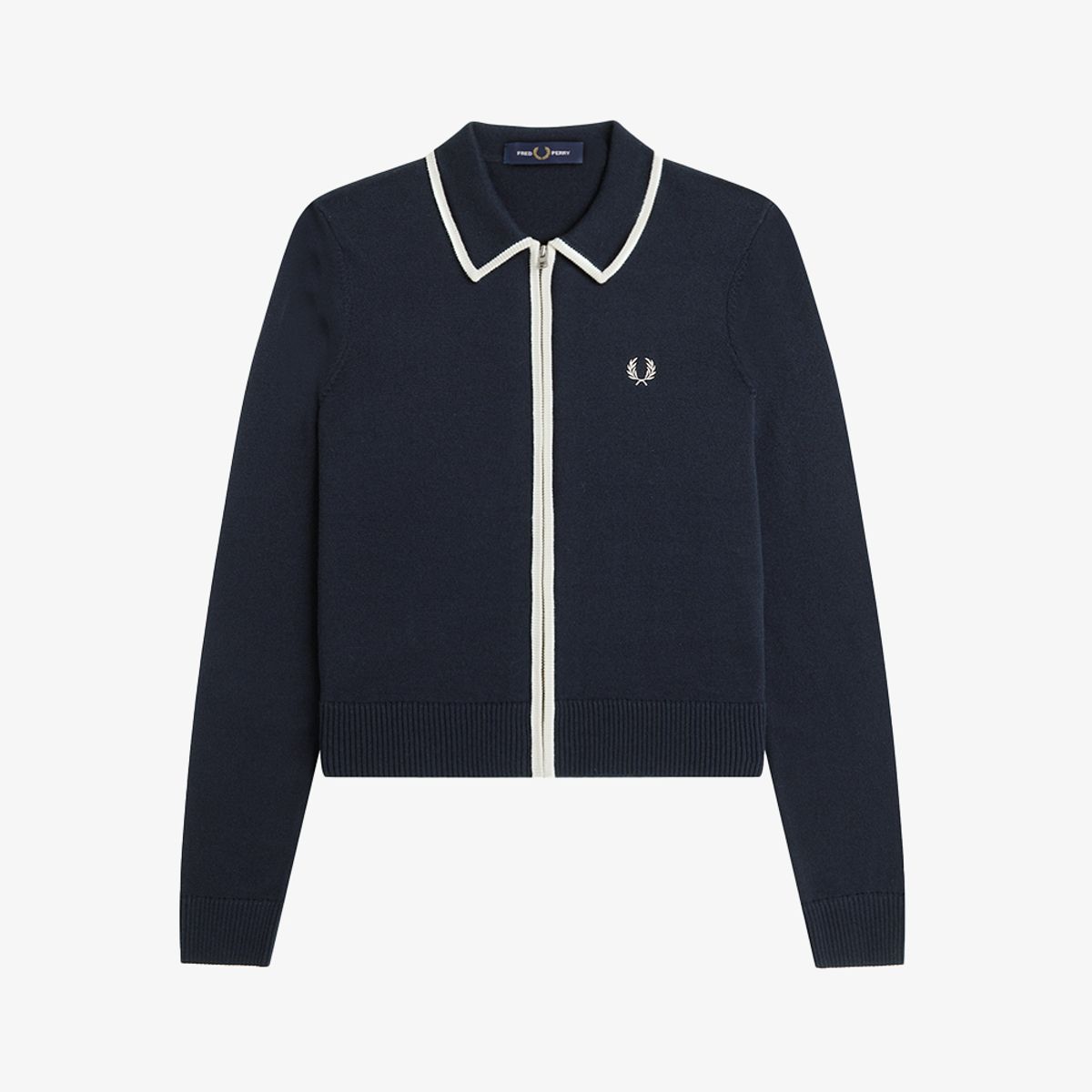 프레드페리(FRED PERRY) [Womens] 집 스루 니트 셔츠 - 네이비/화이트 AFPF2G33122-608
