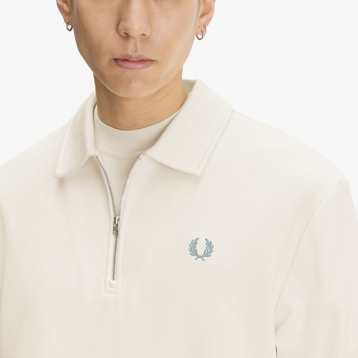 프레드페리(FRED PERRY) [Sport] 릴렉스드 하프 집 칼라 스웻셔츠 - 에크루 AFPM2G32426-170