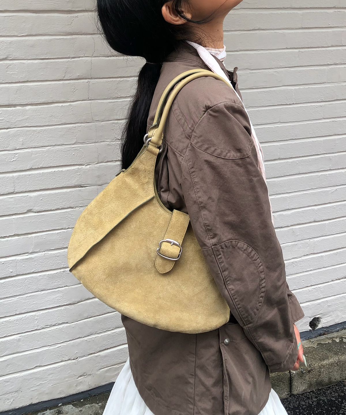 분크(VUNQUE) Halfmoon Vintage Hobo Bag (하프문 빈티지 호보백) Vintage Olive