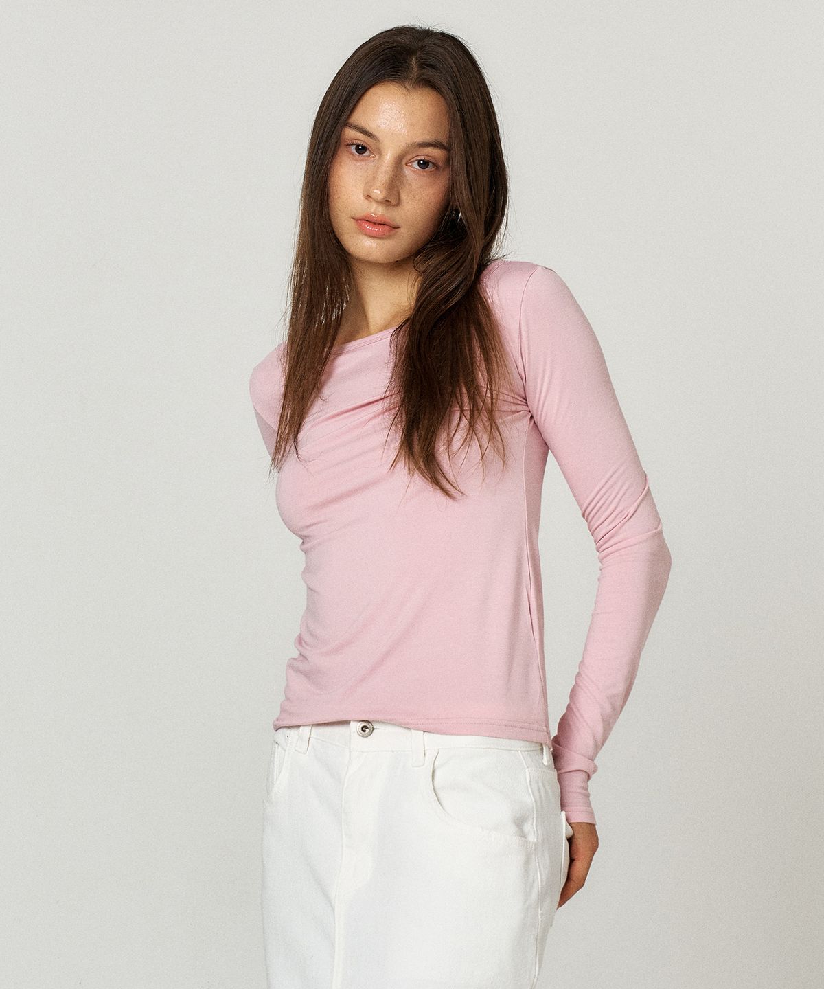 꾸아페(QUAFE) BASIC BOAT NECK SLIM TEE_6color