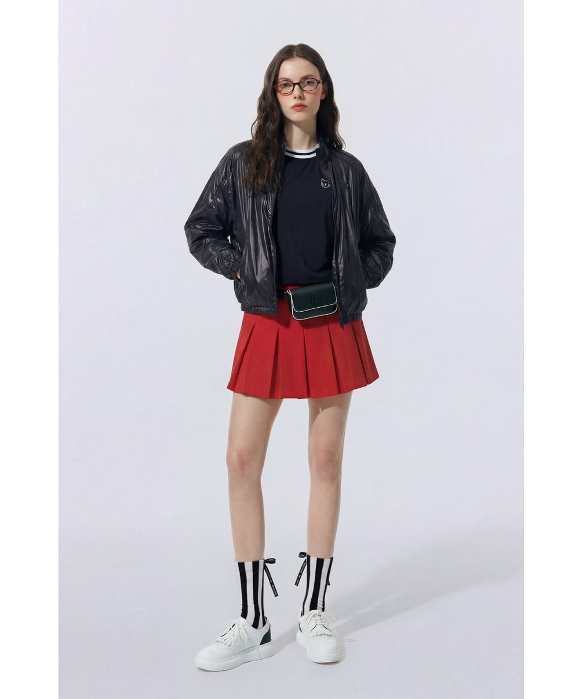 왁(WAAC) Women Color Block Rib Pullover WWTBS26104BKX