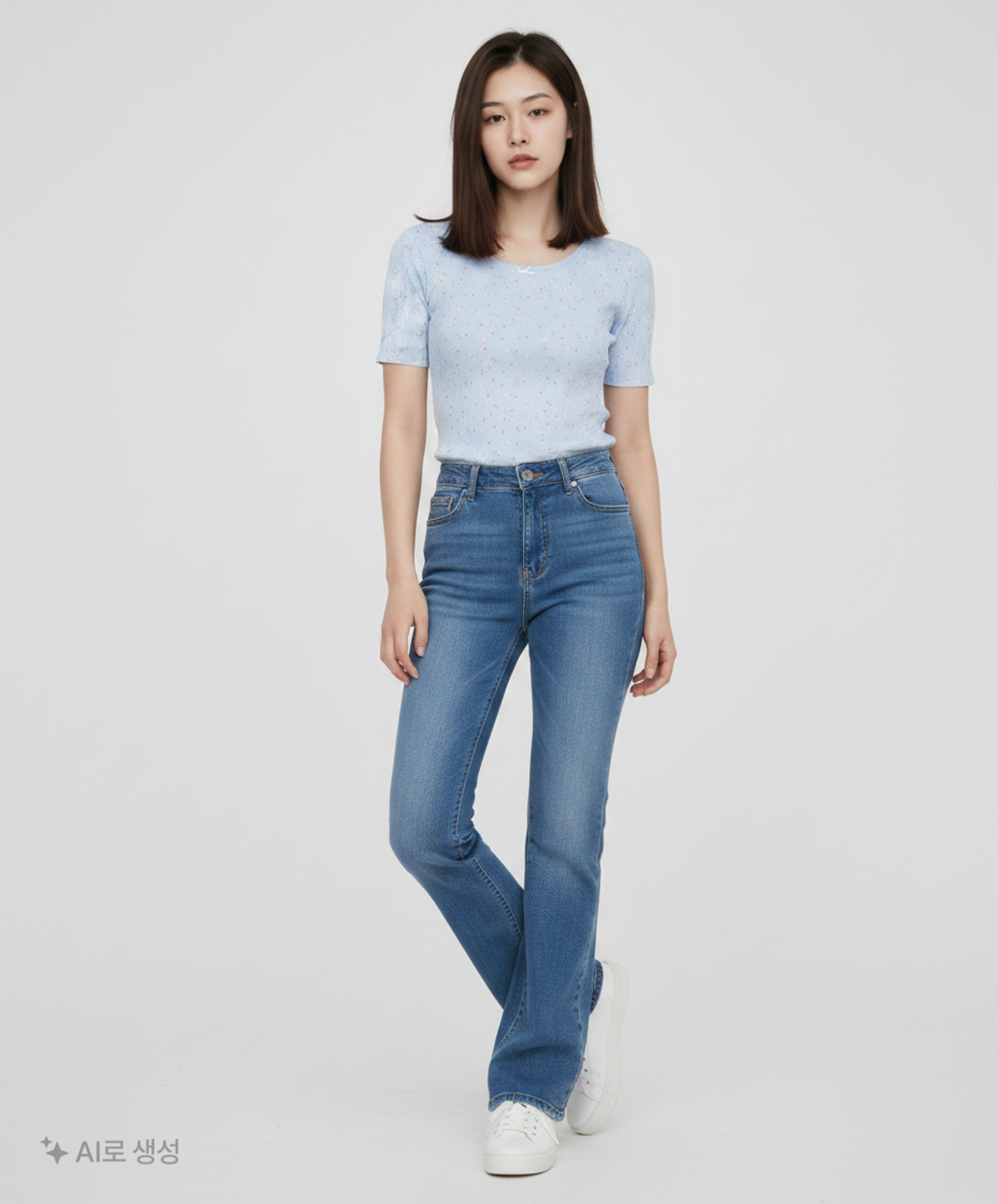 유희(YOUHEE) SHEEP PATTERN EYELET T-SHIRTS_LIGHT BLUE M