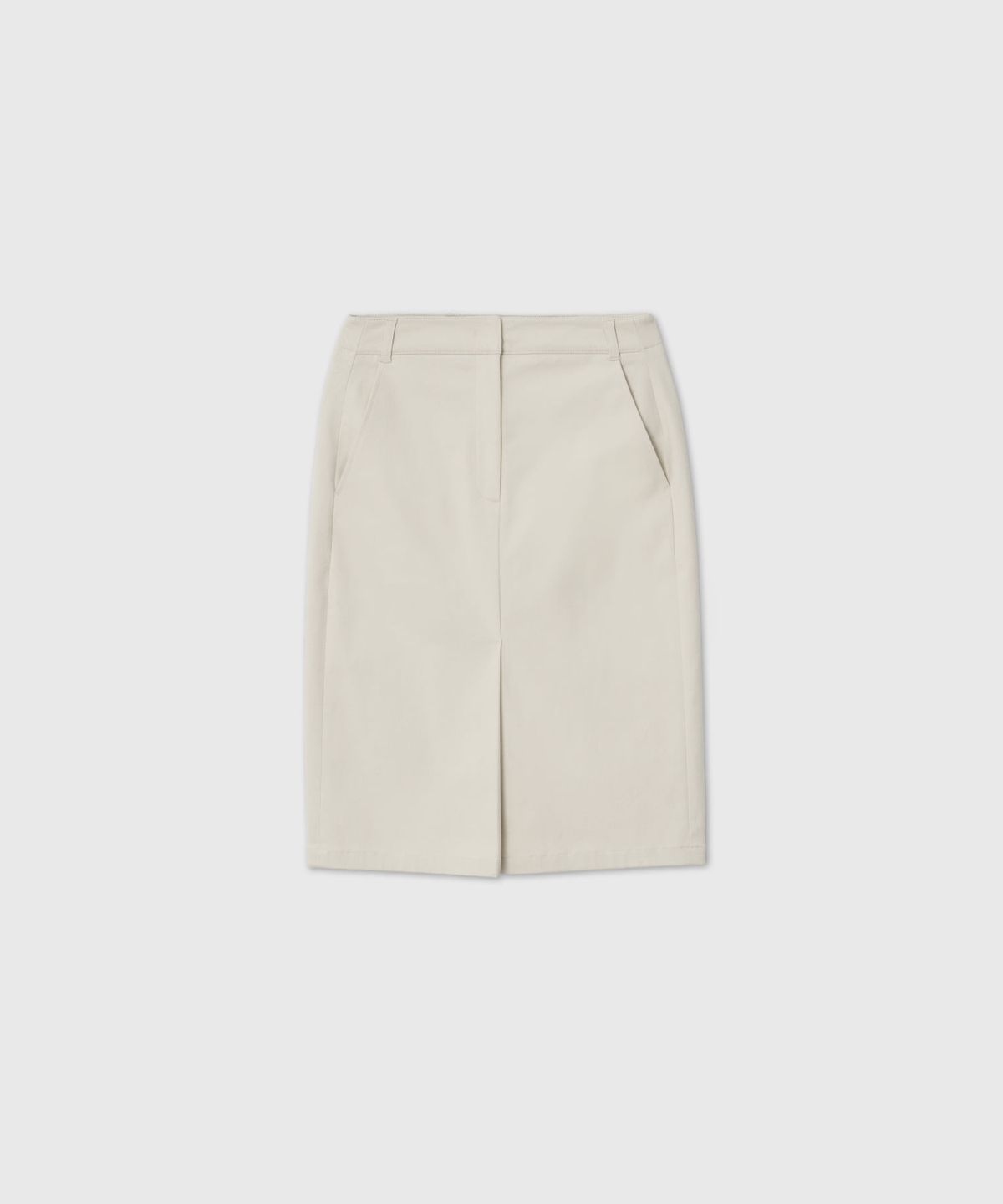 룩캐스트(LOOKAST) 코튼 피치드 턱 미디 스커트_아이보리 / COTTON PEACHED TUCK MIDI SKIRT_IVORY