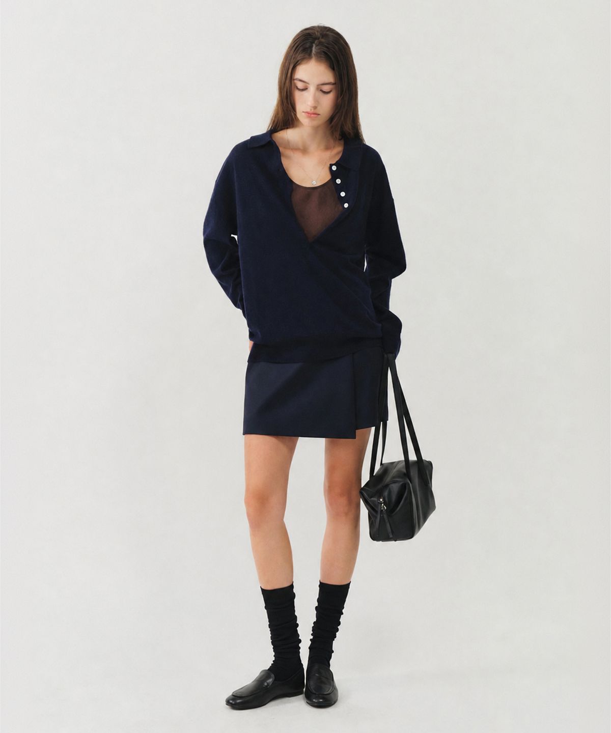 룩캐스트(LOOKAST) 울 랩 스커트 팬츠_네이비 / WOOL WRAP SKIRT PANTS_NAVY