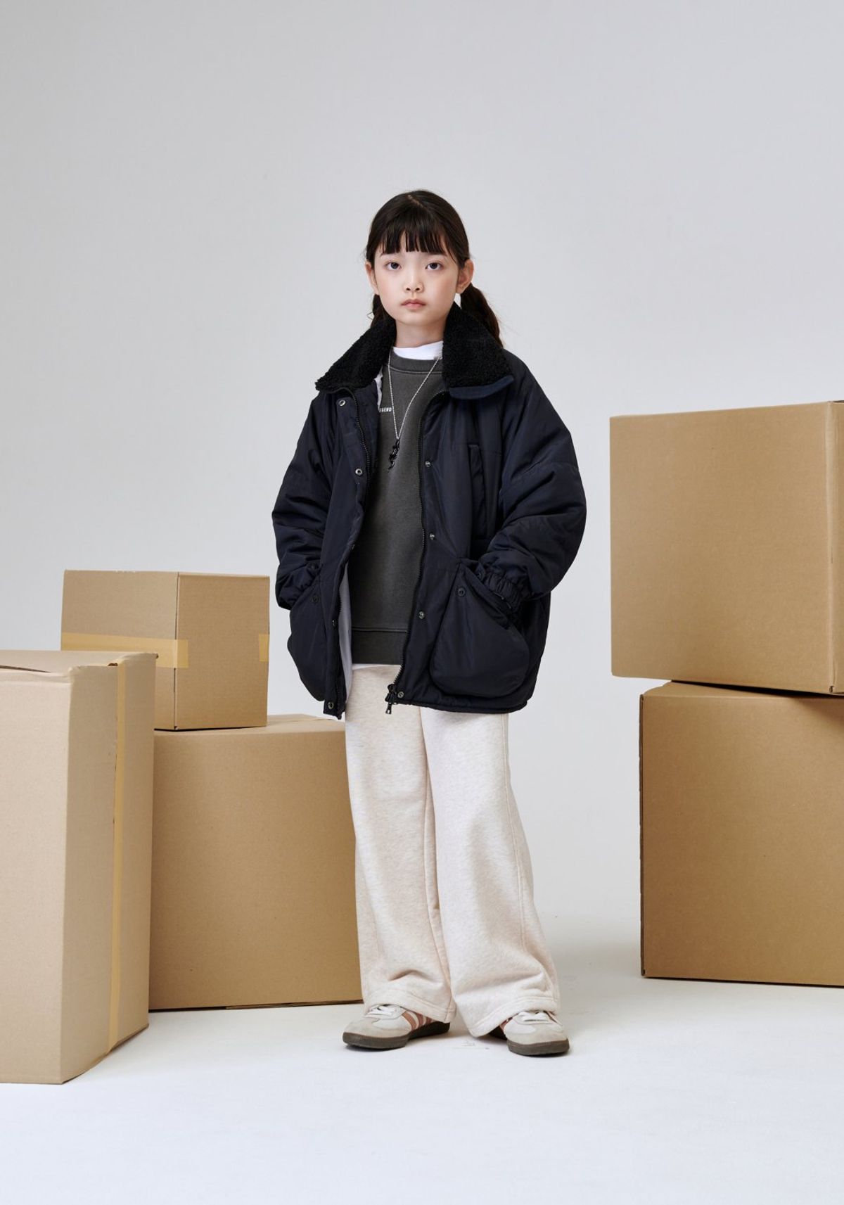 블루테일(BLUETAIL) AAG8PT02LB 라이트베이지 레이어드 웨이스트 팬츠