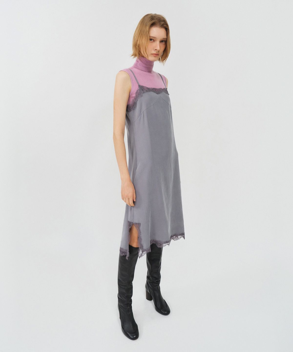 룩캐스트(LOOKAST) 큐프라 레이스 슬립 원피스_그레이 / CUPRA LACE SLIP ONE PIECE_GREY