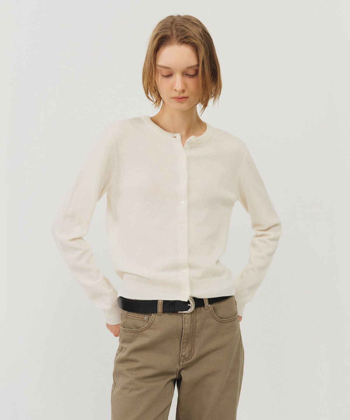 룩캐스트(LOOKAST) 캐시미어 에센셜 라운드넥 가디건 / CASHMERE ESSENTIAL ROUND NECK CARDIGAN_5colors