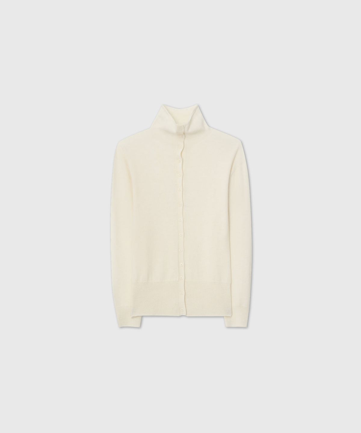룩캐스트(LOOKAST) 하이 넥 버튼 울 가디건_아이보리 / HIGH NECK BUTTON WOOL CARDIGAN_IVORY