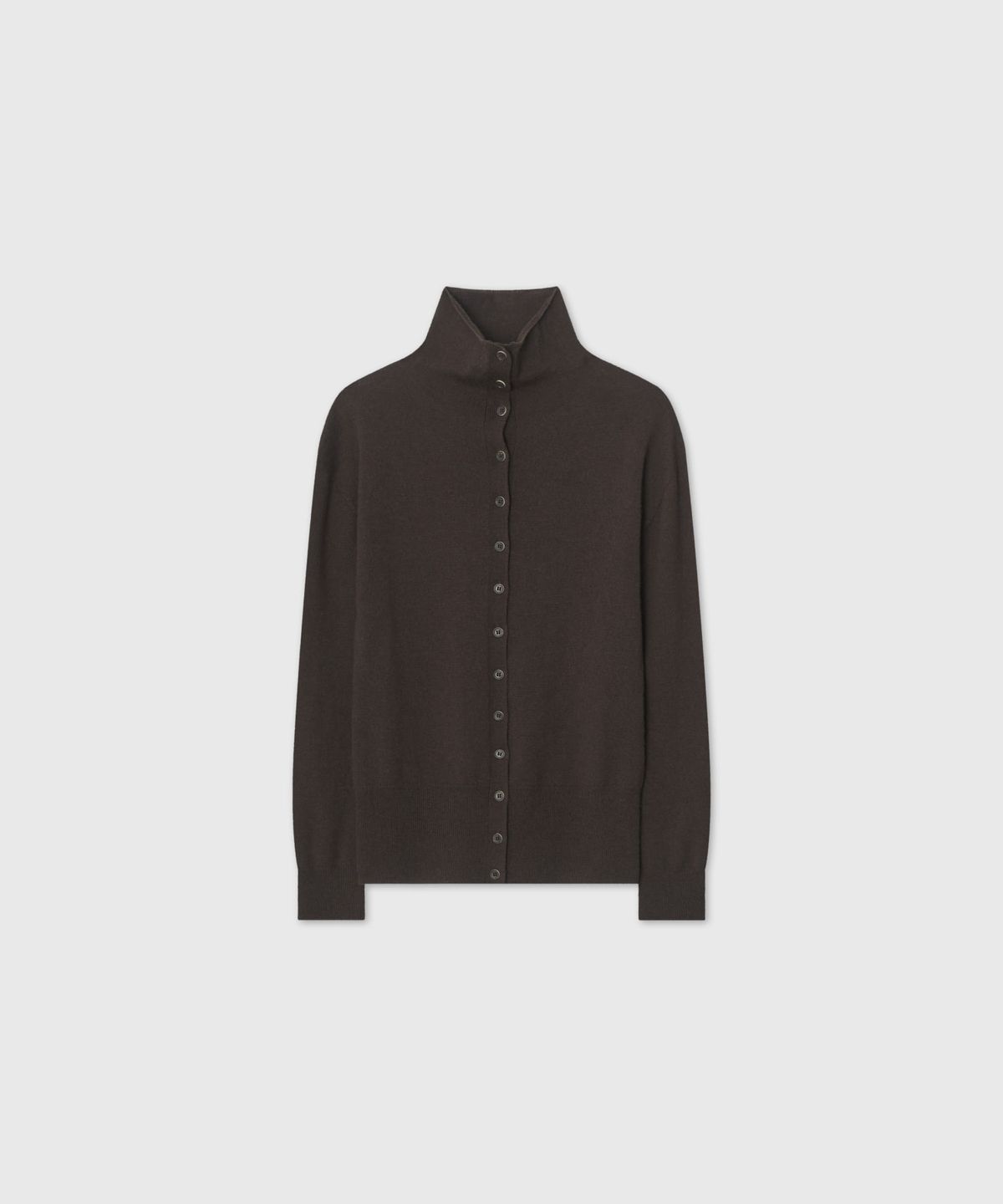 룩캐스트(LOOKAST) 하이 넥 버튼 울 가디건_브라운 / HIGH NECK BUTTON WOOL CARDIGAN_BROWN