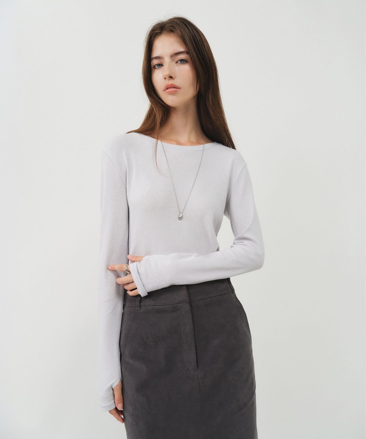 룩캐스트(LOOKAST) 울 라운드 세컨드 스킨 썸홀 탑 / WOOL ROUND SECOND-SKIN THUMBHOLE TOP_6colors