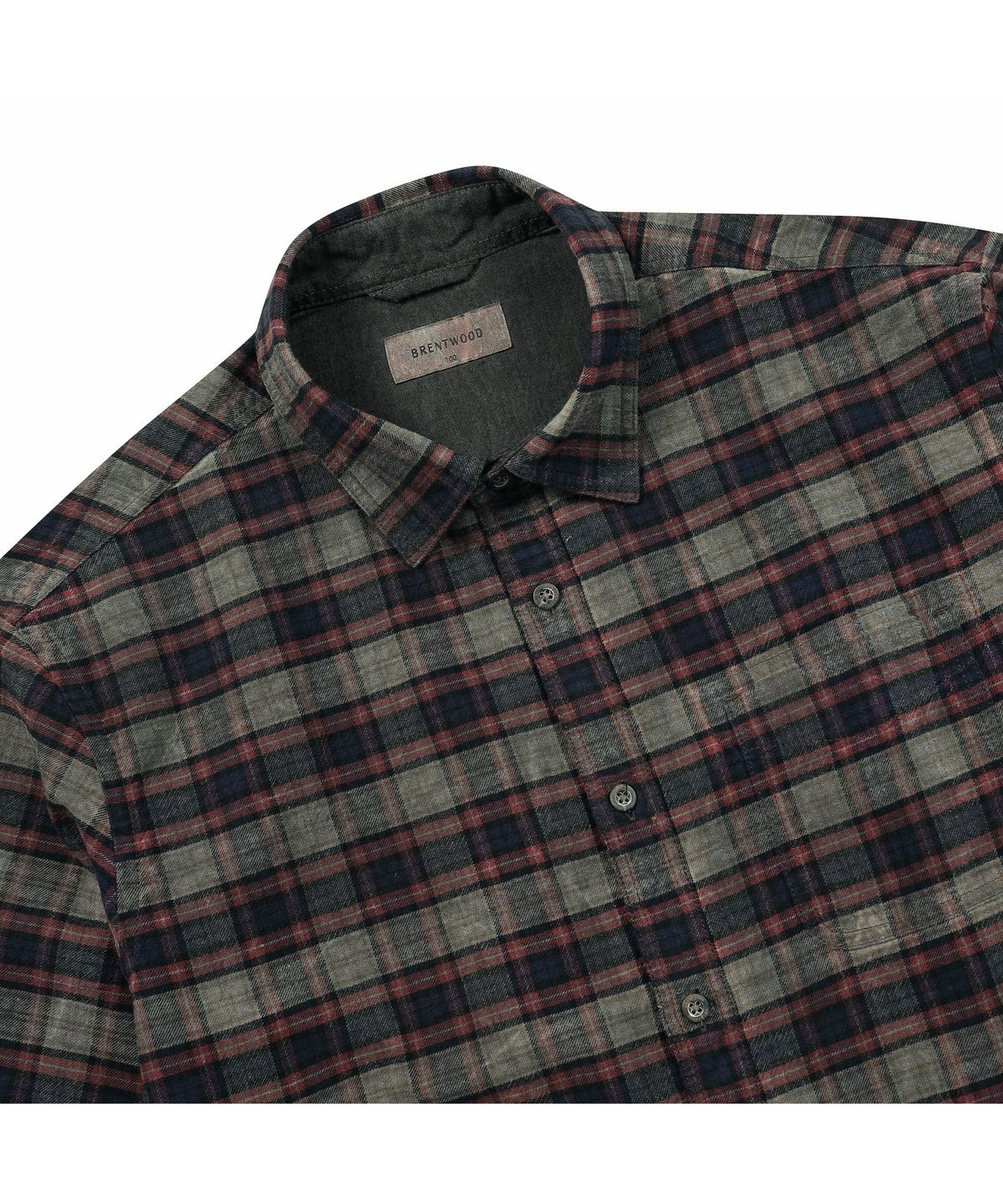 브렌우드(BRENTWOOD) 카키 체크 가먼트다잉 셔츠 BRSAW26472KHX