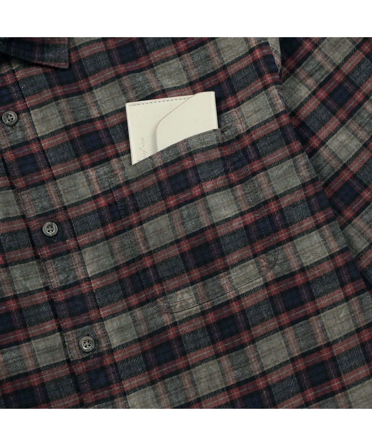 브렌우드(BRENTWOOD) 카키 체크 가먼트다잉 셔츠 BRSAW26472KHX