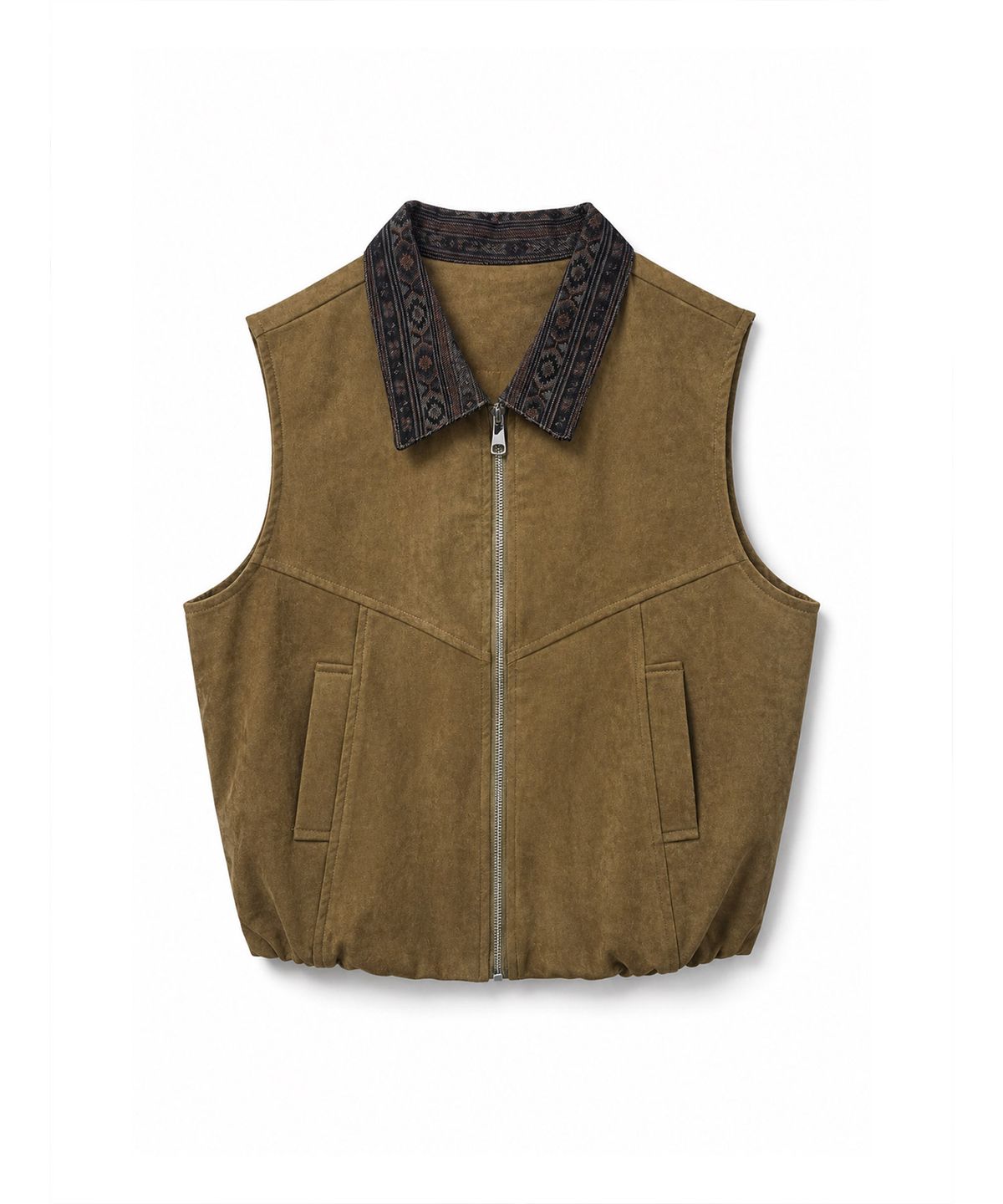 바스카라(VASCARA) Vintage Pattern Collar Suede Shirring Vest