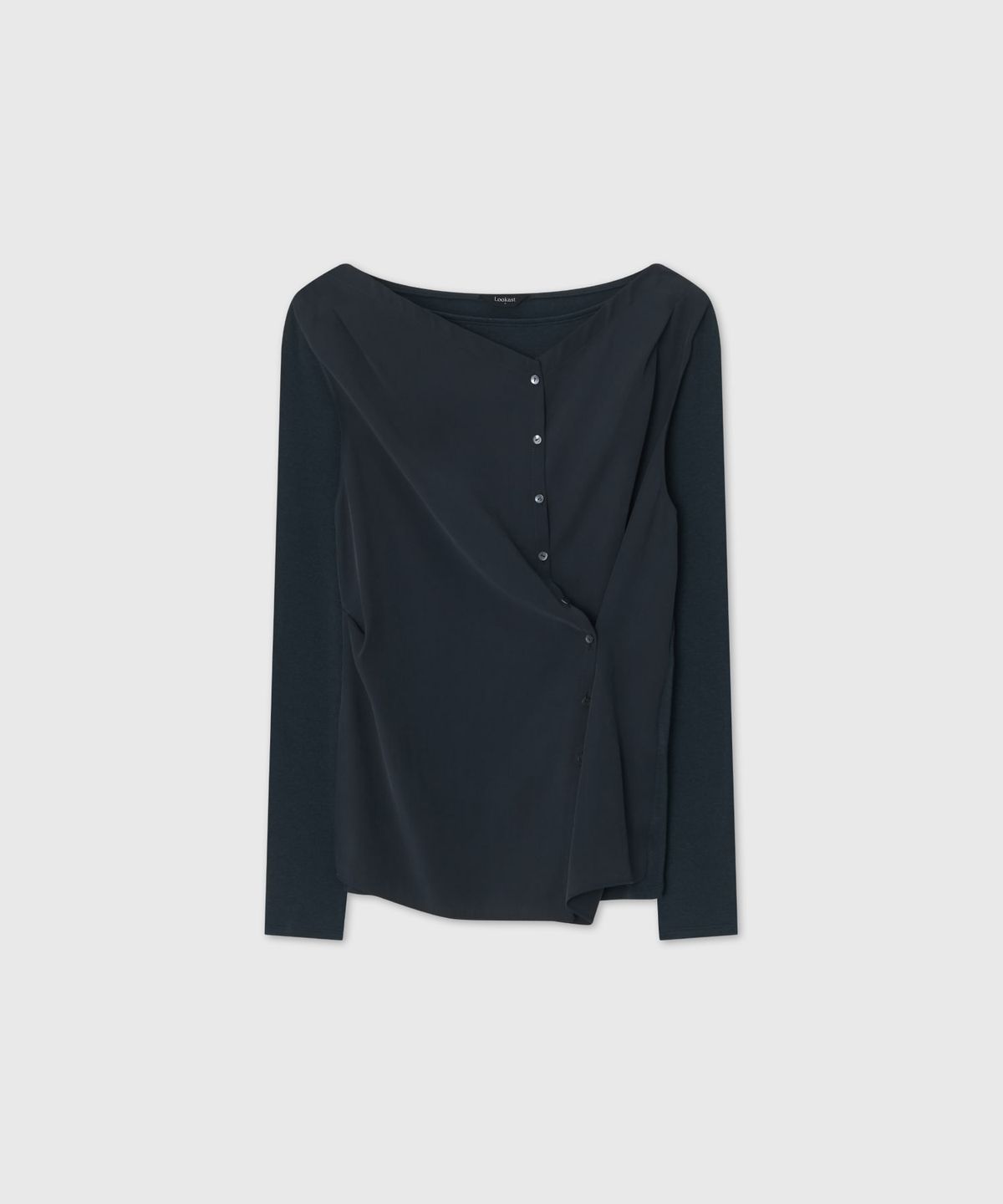 룩캐스트(LOOKAST) 울 더블 레이어드 롱 슬리브 티셔츠_네이비 / WOOL DOUBLE-LAYERED LONG SLEEVE T-SHIRT_NAVY