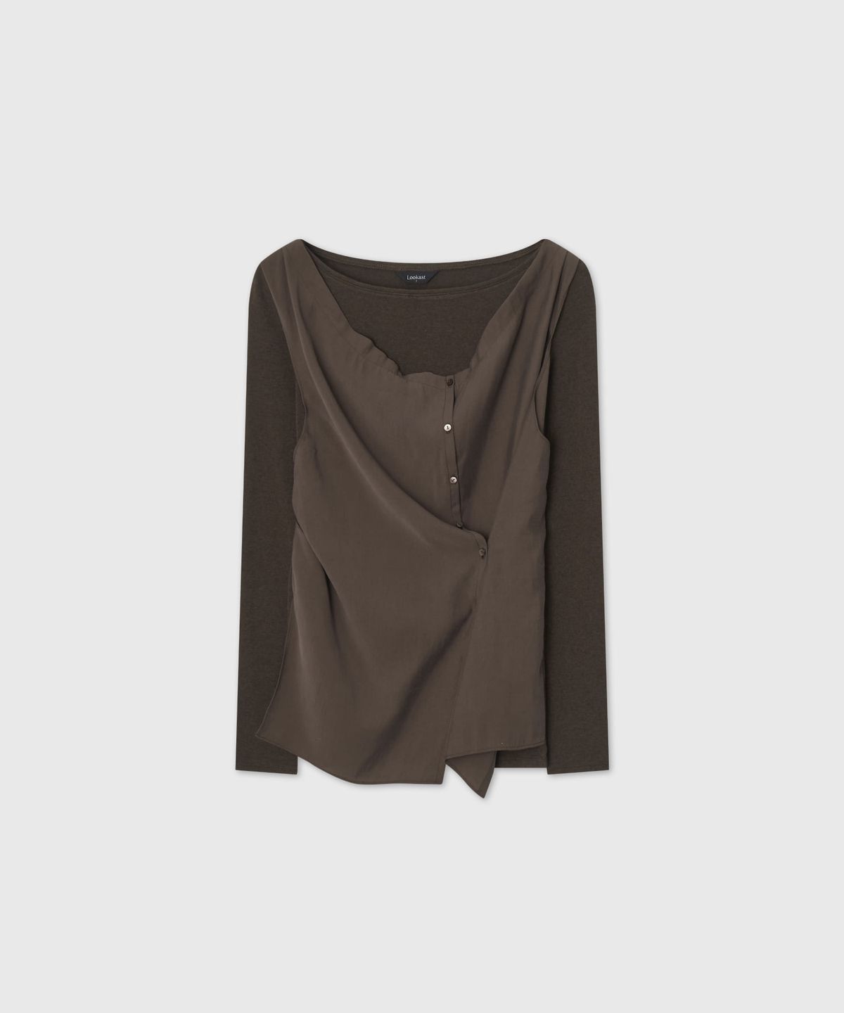 룩캐스트(LOOKAST) 울 더블 레이어드 롱 슬리브 티셔츠_브라운 / WOOL DOUBLE-LAYERED LONG SLEEVE T-SHIRT_BROWN