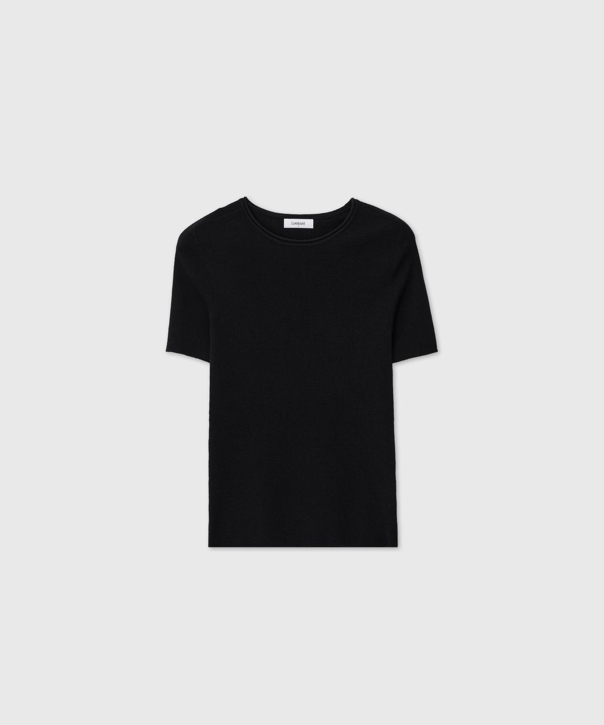 룩캐스트(LOOKAST) 울 블렌드 하프슬리브 니트 탑_블랙 / WOOL BLEND HALF-SLEEVE KNIT TOP_BLACK